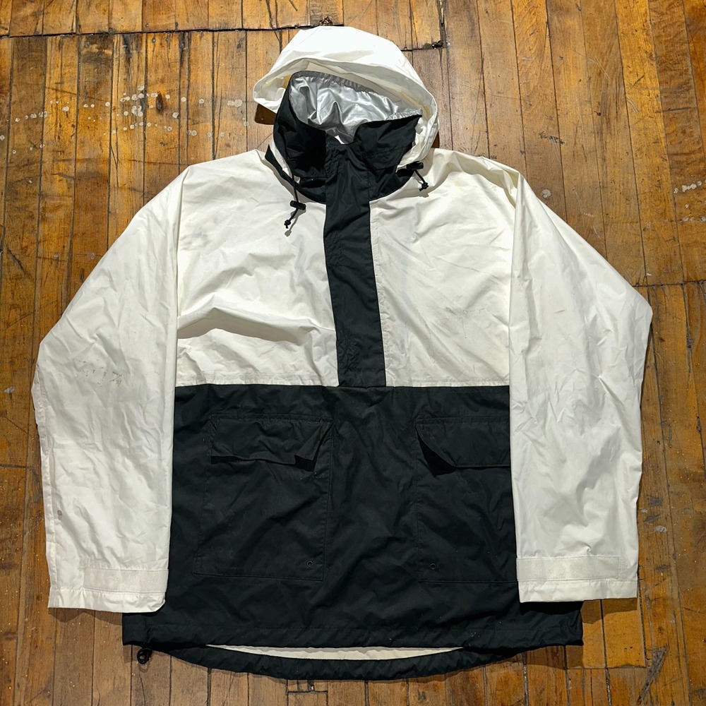 Polo Ralph Lauren Windbreaker Jacket Mens XL White Black Long Sleeve Hooded - Picture 1 of 7